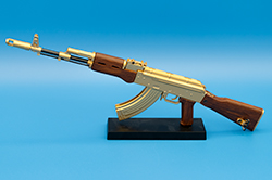 The Gold and brown AK-47 GoatGuns AK-47 model Goldilocked