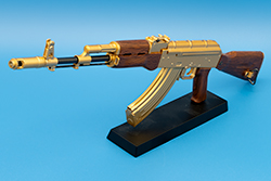 The Gold and brown AK-47 GoatGuns AK-47 model Goldilocked
