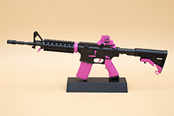 The black and pink AR-15 model The black and pink AR-15 model