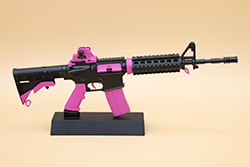 The black and pink AR-15 model The black and pink AR-15 model