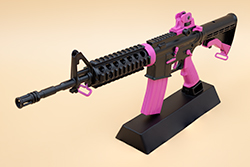 The black and pink AR-15 model The black and pink AR-15 model