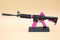 The black and pink AR-15 model The black and pink AR-15 model