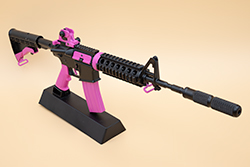 The black and pink AR-15 model The black and pink AR-15 model