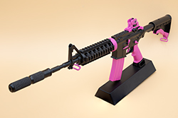 The black and pink AR-15 model The black and pink AR-15 model