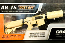 The Flat Dark Earth tan and black AR-15/M4A1 AR-15/M4A1 model Dust Off in the pre-assembled packaging