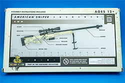 The camo AWM Image of the back of an early American Sniper AWM Model box