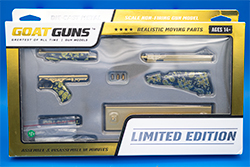 The gold and black TSMG model box front